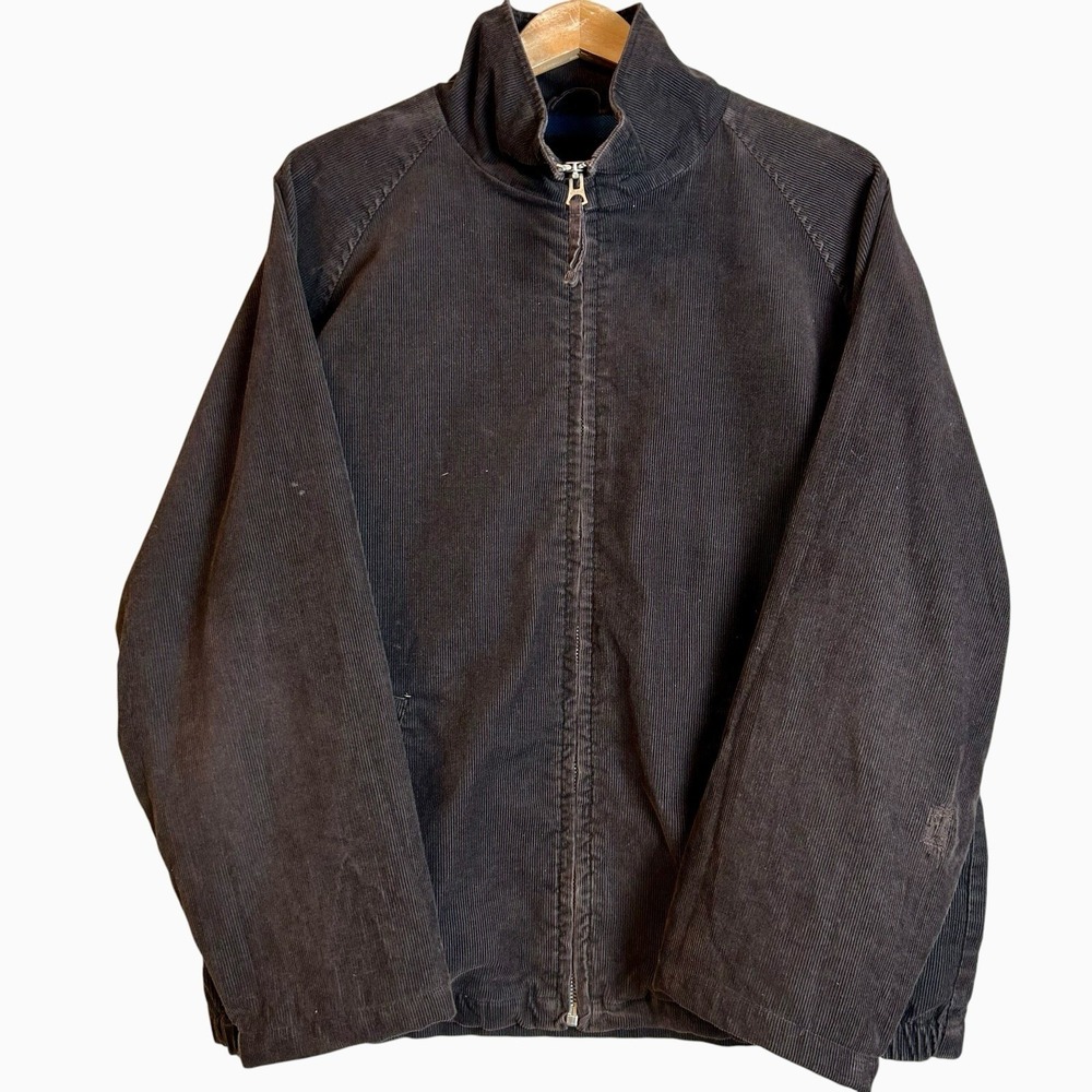 Vintage Nautica Jeans Co. Brown Zip Jacket Mens Size XL Lined Corduroy Boxy
